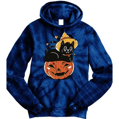 Pumpkin Cat Halloween Cute Festive Tie Dye Hoodie