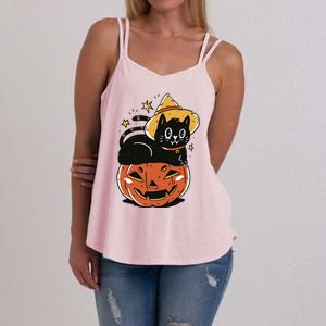 Pumpkin Cat Halloween Cute Festive Women's Strappy Tank