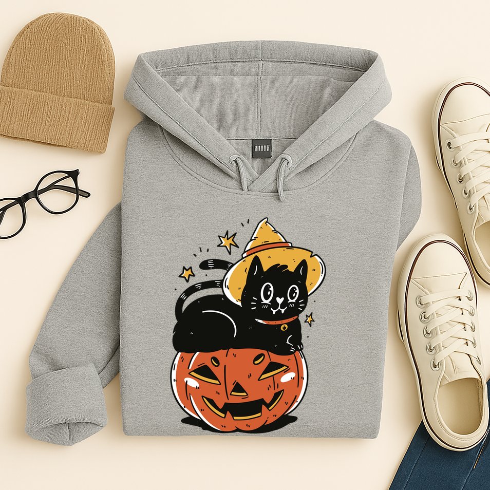 Pumpkin Cat Halloween Cute Festive Hoodie