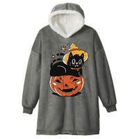 Pumpkin Cat Halloween Cute Festive Hooded Wearable Blanket