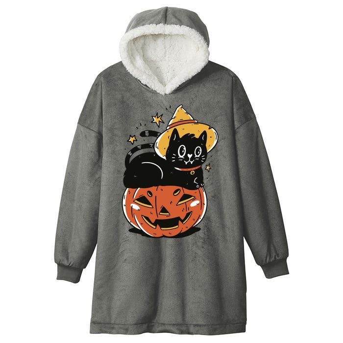 Pumpkin Cat Halloween Cute Festive Hooded Wearable Blanket