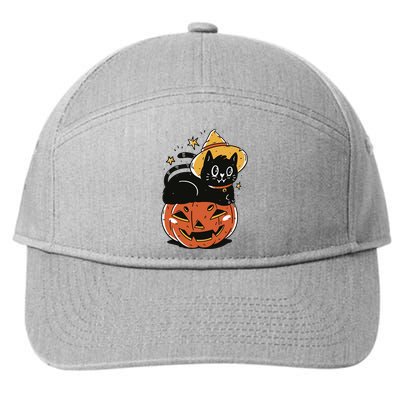 Pumpkin Cat Halloween Cute Festive 7-Panel Snapback Hat