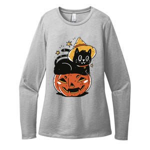 Pumpkin Cat Halloween Cute Festive Womens CVC Long Sleeve Shirt