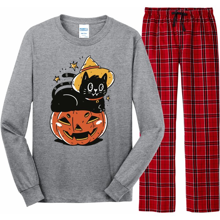 Pumpkin Cat Halloween Cute Festive Long Sleeve Pajama Set