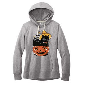 Pumpkin Cat Halloween Cute Festive Women's Fleece Hoodie