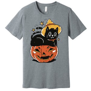 Pumpkin Cat Halloween Cute Festive Premium T-Shirt