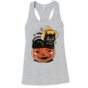 Pumpkin Cat Halloween Cute Festive Women's Racerback Tank