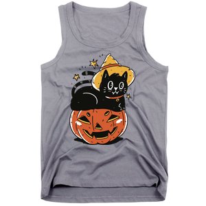 Pumpkin Cat Halloween Cute Festive Tank Top