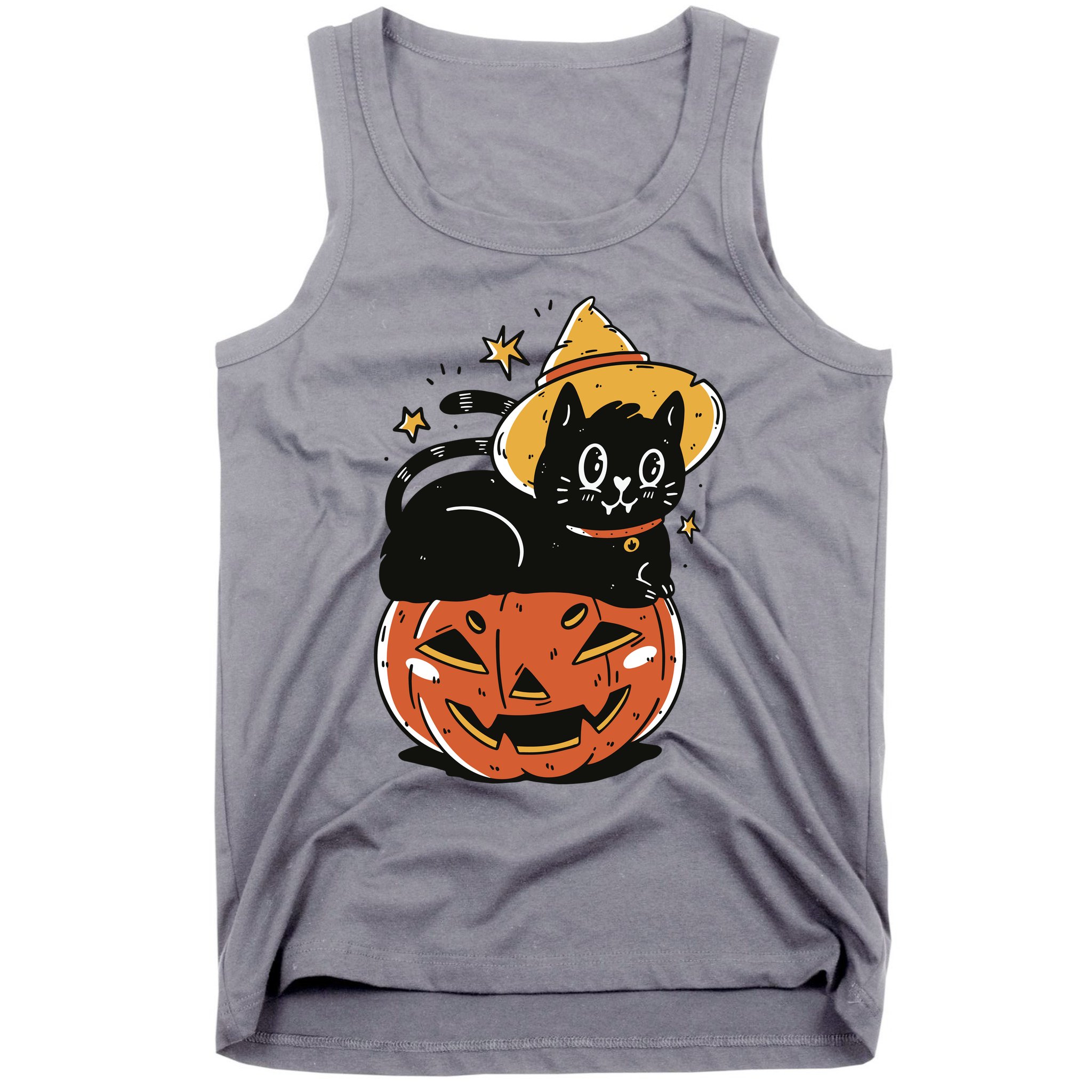 Pumpkin Cat Halloween Cute Festive Tank Top