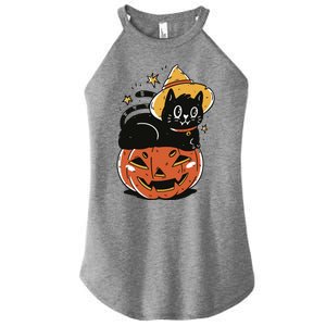 Pumpkin Cat Halloween Cute Festive Women's Perfect Tri Rocker Tank