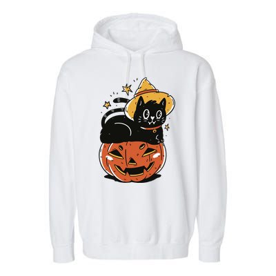 Pumpkin Cat Halloween Cute Festive Garment-Dyed Fleece Hoodie