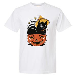 Pumpkin Cat Halloween Cute Festive Garment-Dyed Heavyweight T-Shirt