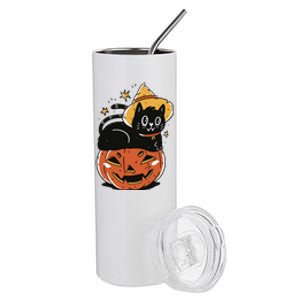 Pumpkin Cat Halloween Cute Festive Stainless Steel Tumbler