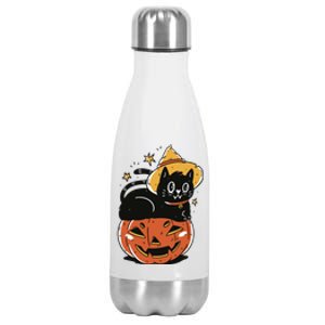 Pumpkin Cat Halloween Cute Festive Stainless Steel Insulated Water Bottle