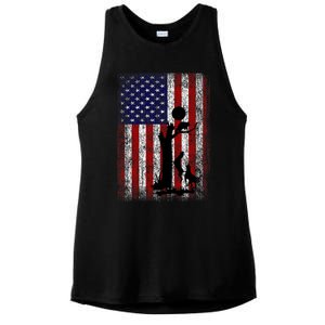 Patriotic Coon Hunting Dogs American Flag Ladies PosiCharge Tri-Blend Wicking Tank