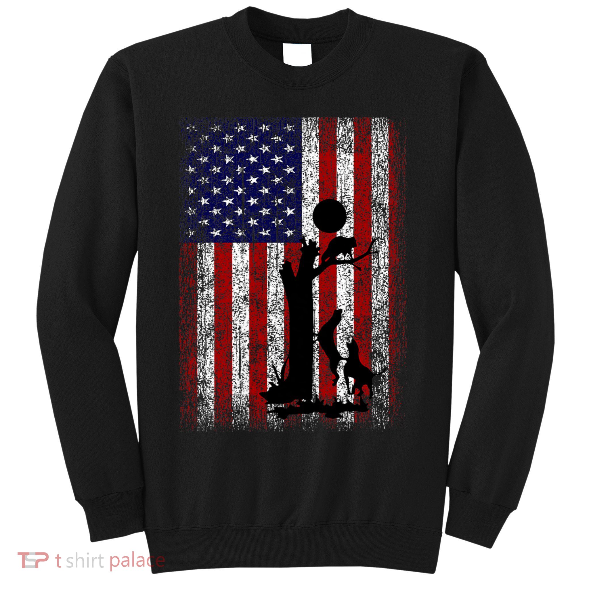 Patriotic Coon Hunting Dogs American Flag Sweatshirt