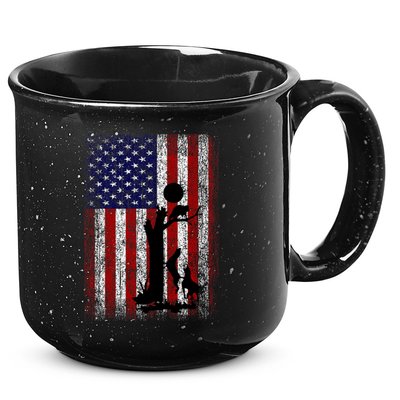 Patriotic Coon Hunting Dogs American Flag 15oz Campfire Ceramic Mug