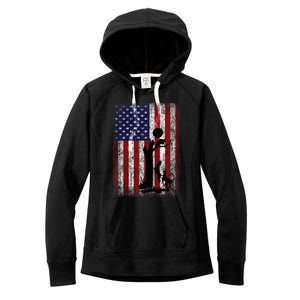 Patriotic Coon Hunting Dogs American Flag Women's Fleece Hoodie