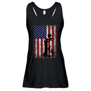 Patriotic Coon Hunting Dogs American Flag Ladies Essential Flowy Tank