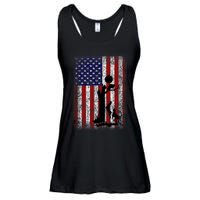 Patriotic Coon Hunting Dogs American Flag Ladies Essential Flowy Tank