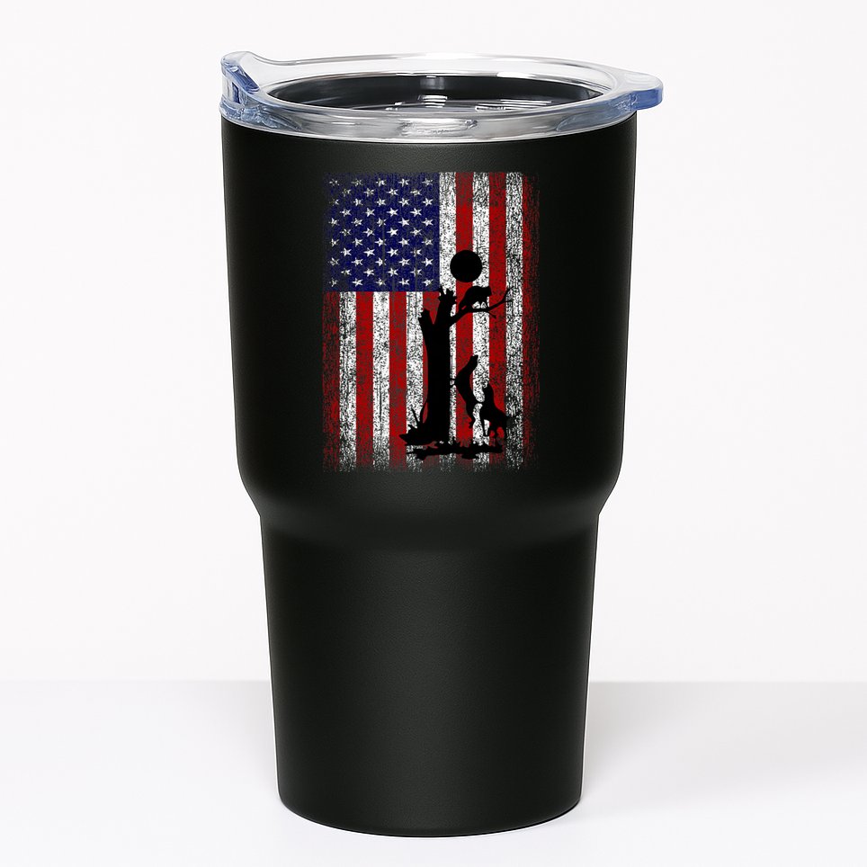 Patriotic Coon Hunting Dogs American Flag Tumbler
