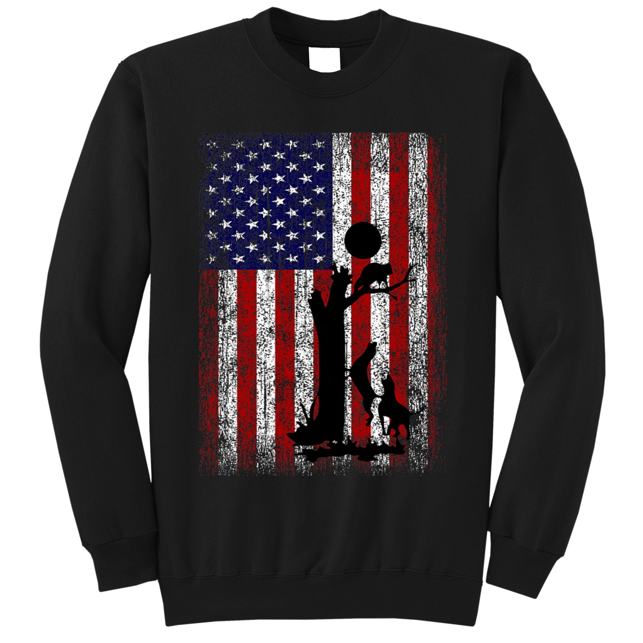 Patriotic Coon Hunting Dogs American Flag Tall Sweatshirt