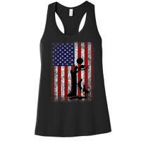 Patriotic Coon Hunting Dogs American Flag Women's Racerback Tank