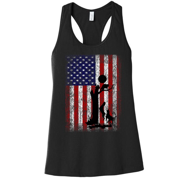 Patriotic Coon Hunting Dogs American Flag Women's Racerback Tank