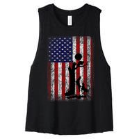 Patriotic Coon Hunting Dogs American Flag Women's Racerback Cropped Tank