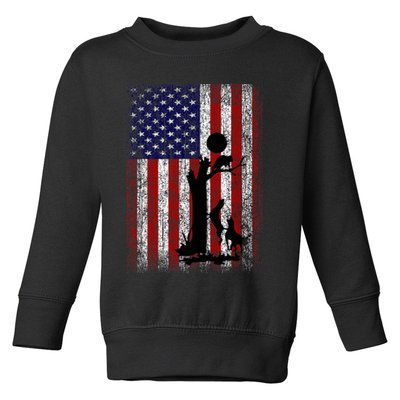 Patriotic Coon Hunting Dogs American Flag Toddler Sweatshirt