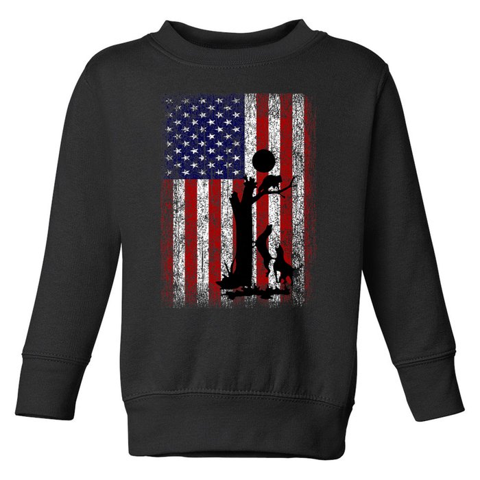 Patriotic Coon Hunting Dogs American Flag Toddler Sweatshirt