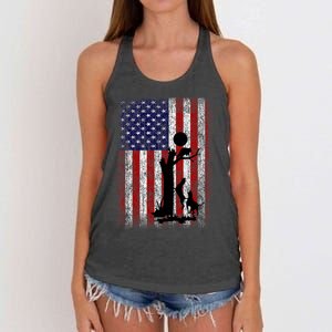 Patriotic Coon Hunting Dogs American Flag Women's Knotted Racerback Tank