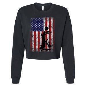 Patriotic Coon Hunting Dogs American Flag Cropped Pullover Crew