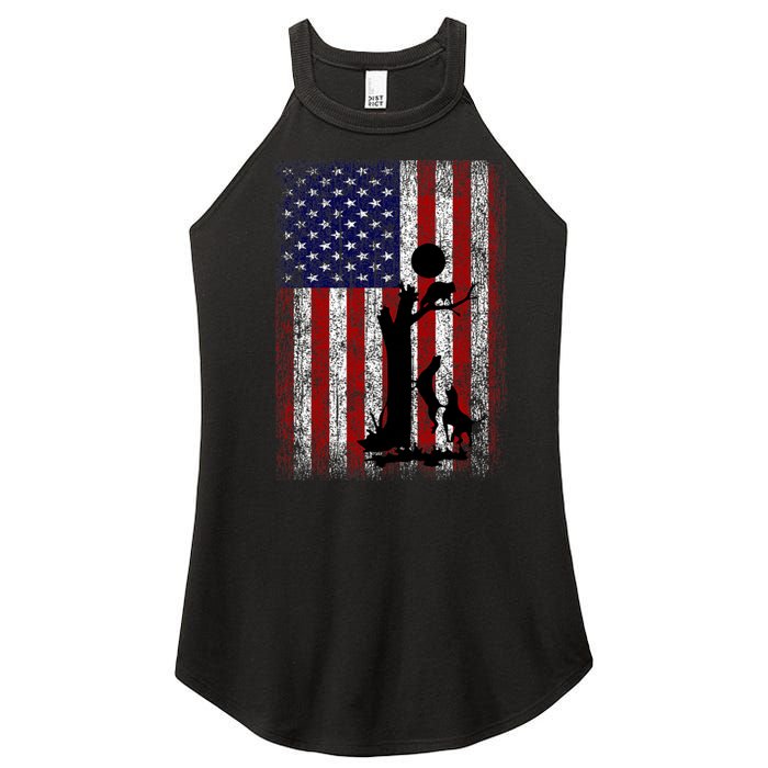 Patriotic Coon Hunting Dogs American Flag Women's Perfect Tri Rocker Tank