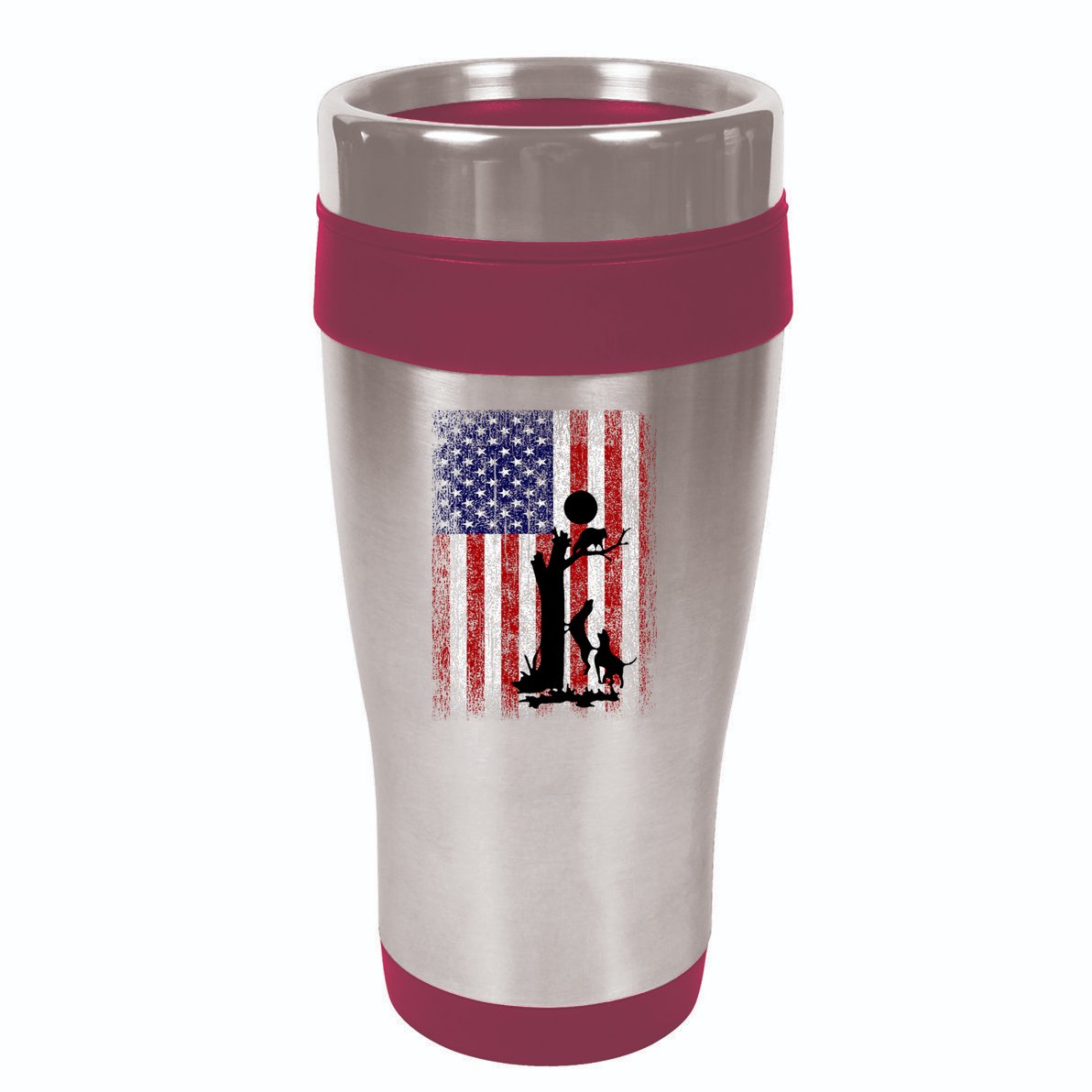Patriotic Coon Hunting Dogs American Flag 16oz Travel Tumbler
