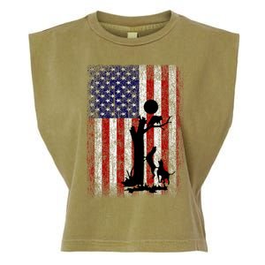 Patriotic Coon Hunting Dogs American Flag Garment-Dyed Women's Muscle Tee