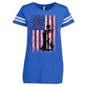 Patriotic Coon Hunting Dogs American Flag Enza Ladies Jersey Football T-Shirt