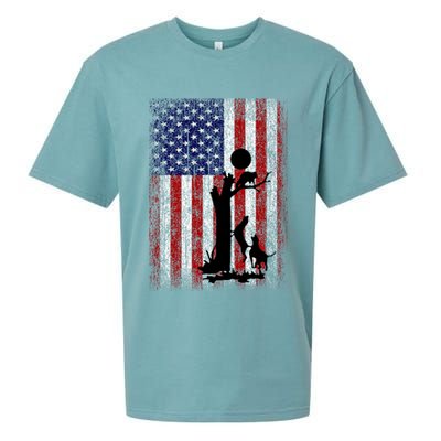 Patriotic Coon Hunting Dogs American Flag Sueded Cloud Jersey T-Shirt
