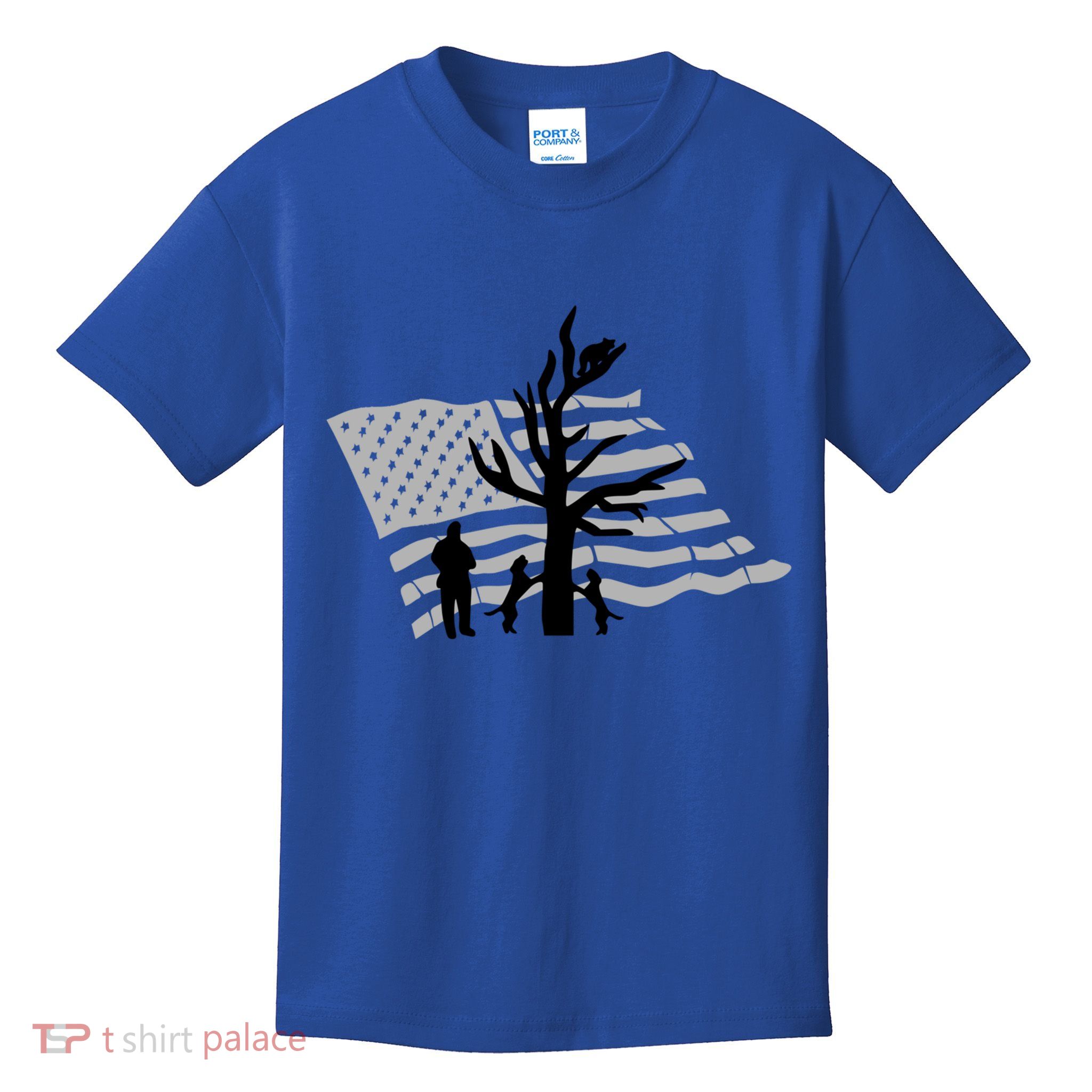 Patriotic Coon Hunting Dogs American Flag Gift Kids T-Shirt