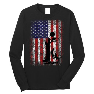 Patriotic Coon Hunting Dogs American Flag Long Sleeve Shirt