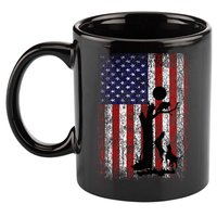 Patriotic Coon Hunting Dogs American Flag 11oz C Handle Ceramic Mug