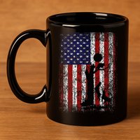 Patriotic Coon Hunting Dogs American Flag 11oz C Handle Ceramic Mug