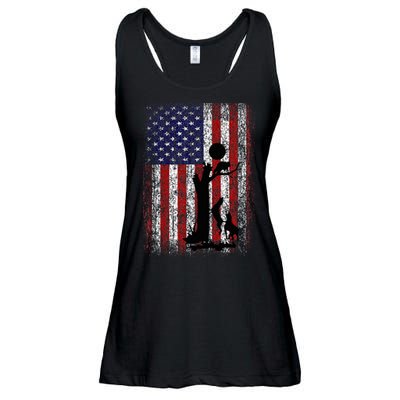 Patriotic Coon Hunting Dogs American Flag Ladies Essential Flowy Tank