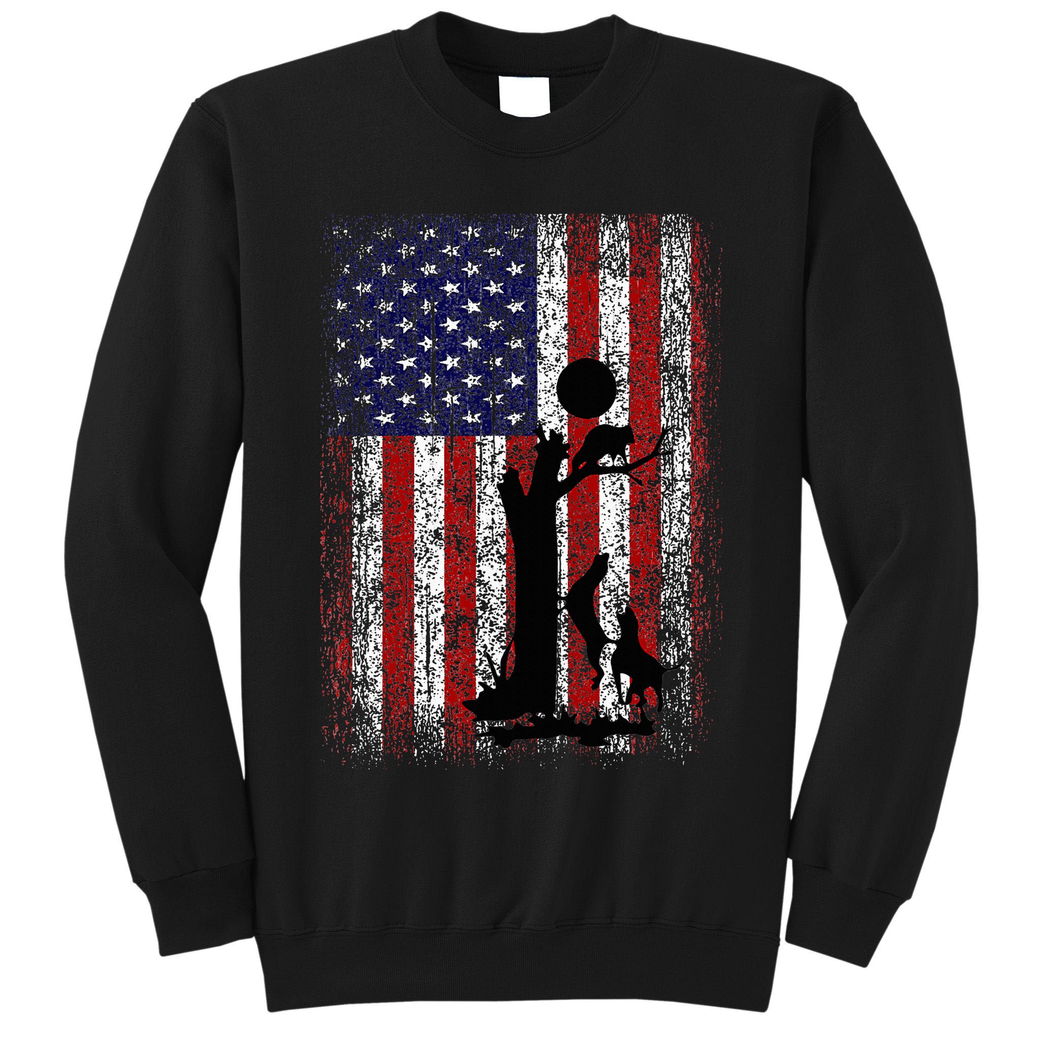 Patriotic Coon Hunting Dogs American Flag Tall Sweatshirt