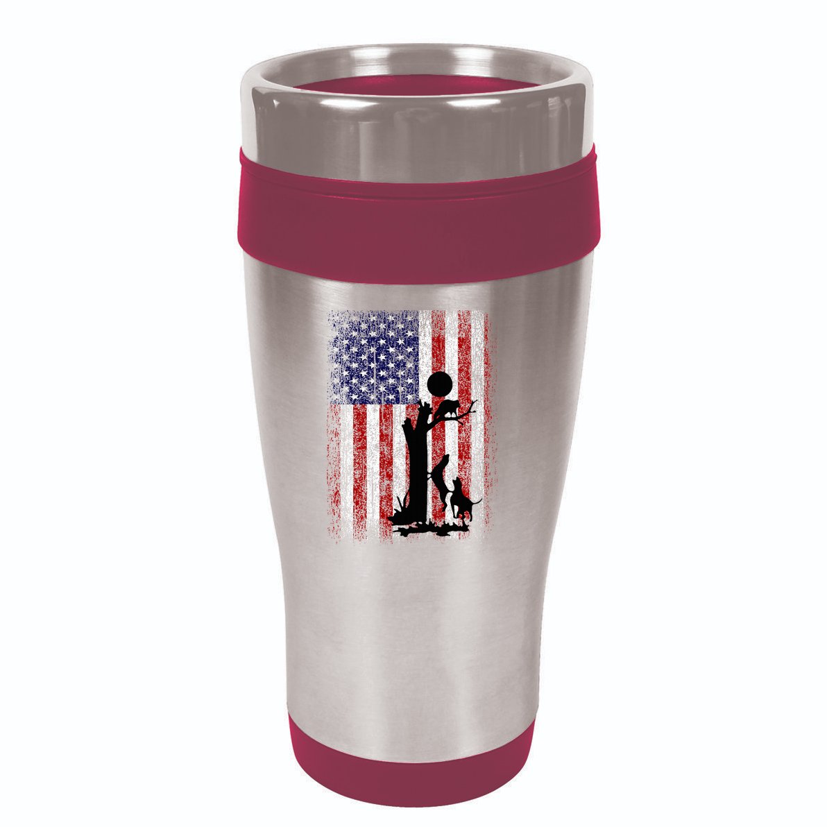 Patriotic Coon Hunting Dogs American Flag 16oz Travel Tumbler