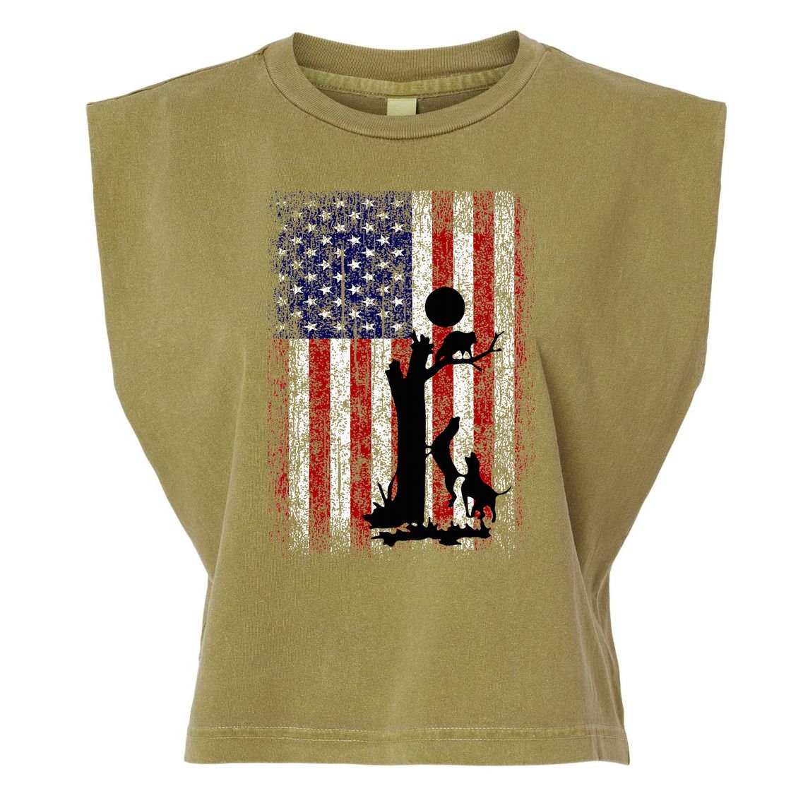 Patriotic Coon Hunting Dogs American Flag Garment-Dyed Women's Muscle Tee