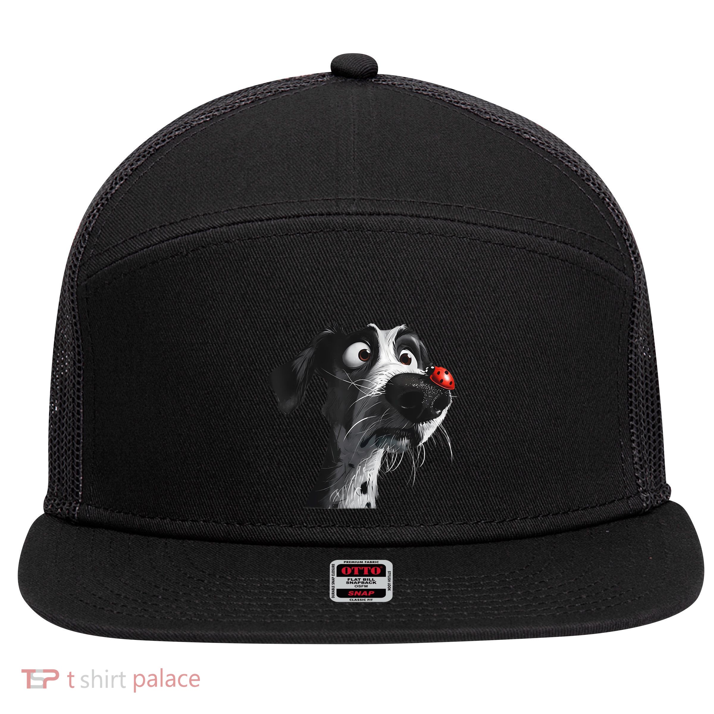 Peachbruh Cute Hound Dog And Ladybug Painting Art Eagerlys 7 Panel Mesh Trucker Snapback Hat