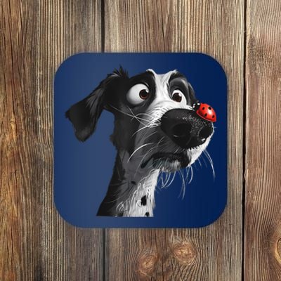 Peachbruh Cute Hound Dog And Ladybug Painting Art Eagerlys Coaster