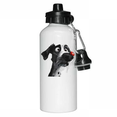 Peachbruh Cute Hound Dog And Ladybug Painting Art Eagerlys Aluminum Water Bottle 