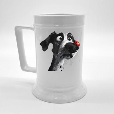 Peachbruh Cute Hound Dog And Ladybug Painting Art Eagerlys Beer Stein